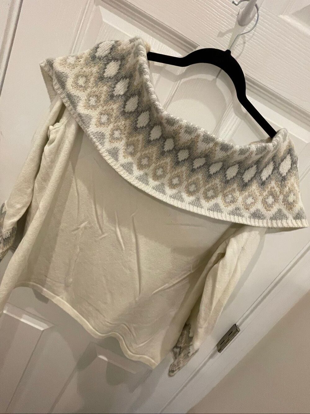 Westport Women’s 1X Cream Gray Cowl Neck Knit Sweater Plus Size